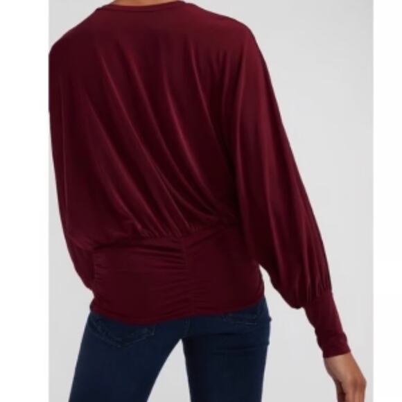 Express Purple Ruched Balloon Sleeve Blouse Womens S Elegant Minimalist - Picture 2 of 9